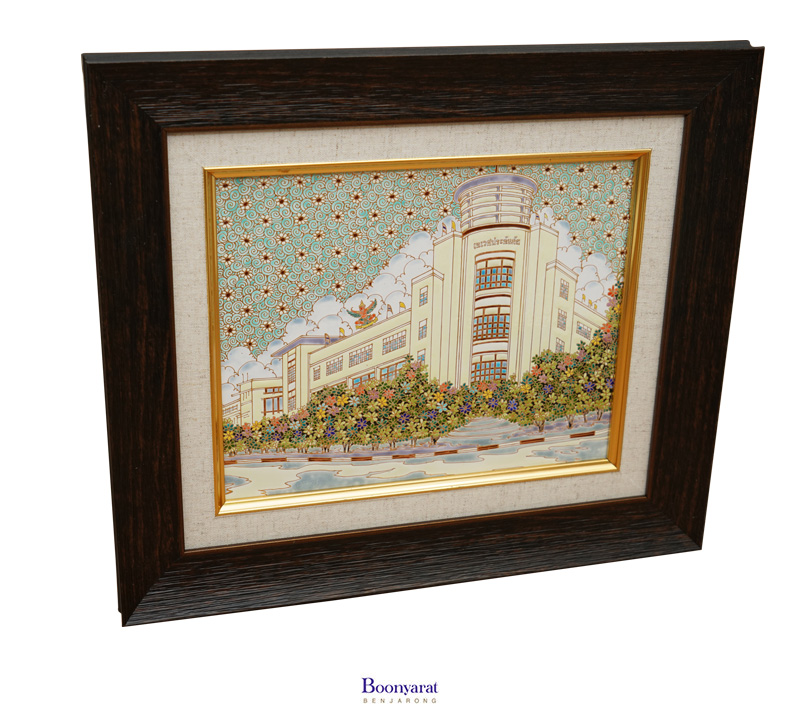 Benjarong hand painted on tile with frame