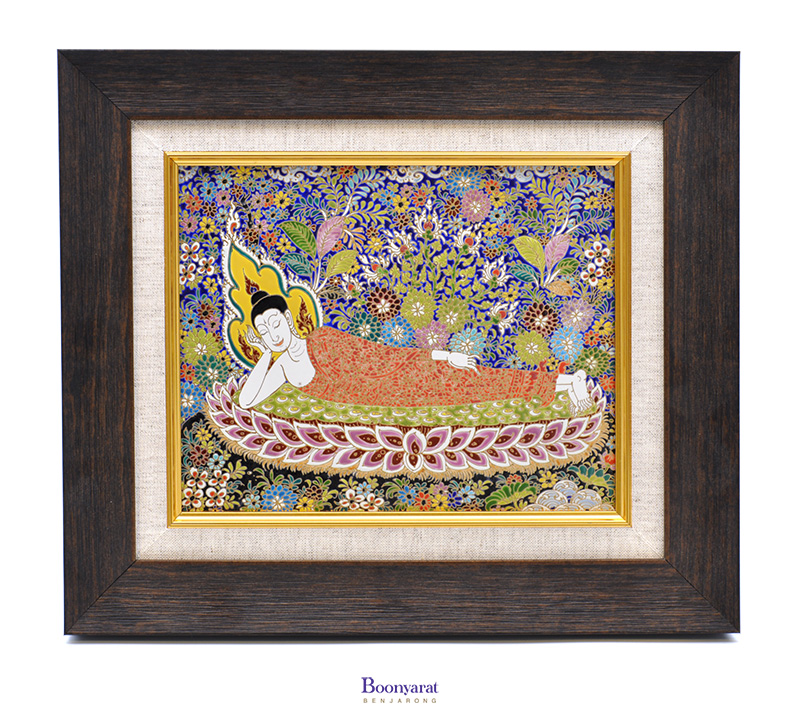 Benjarong hand painted on tile with frame