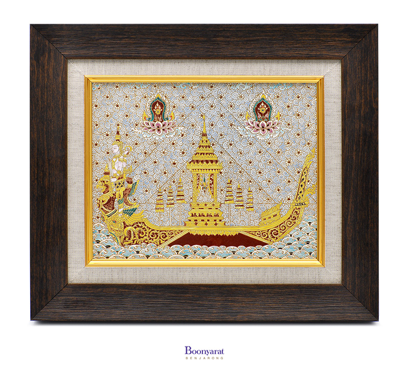 Benjarong hand painted on tile with frame