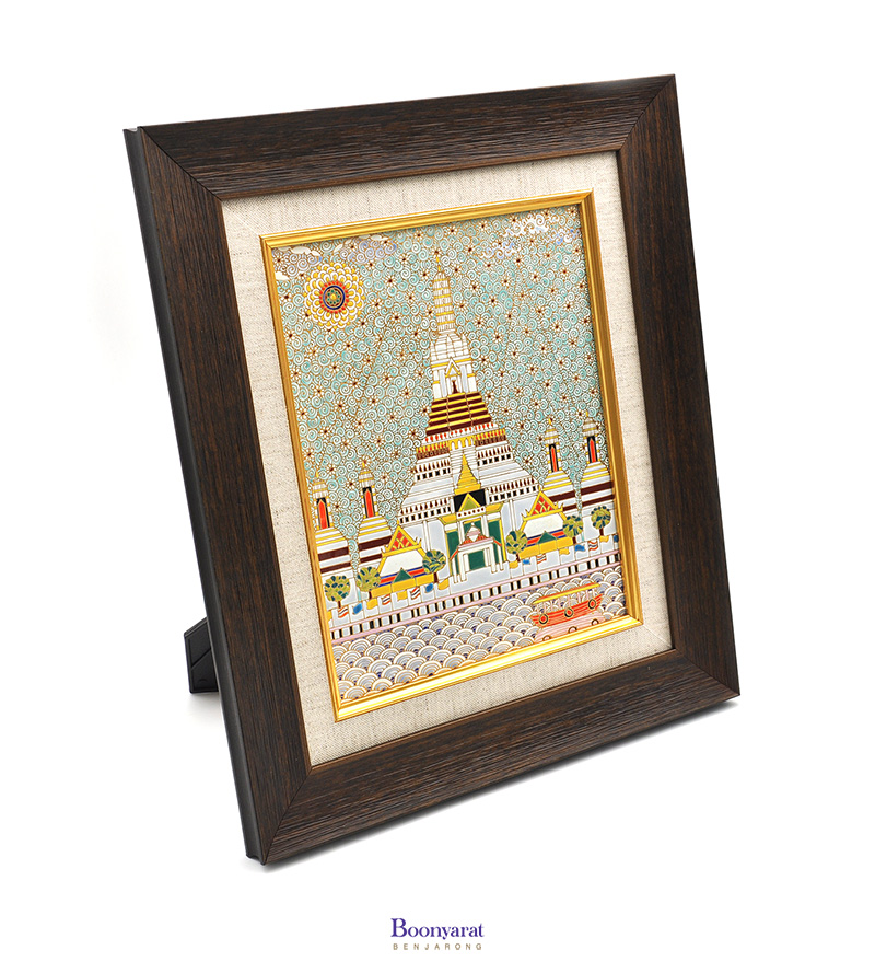 Benjarong hand painted on tile with frame