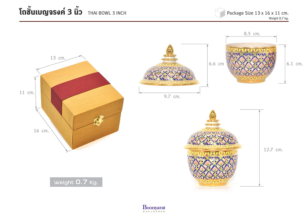 Thai benjarong bowl size 3 inch