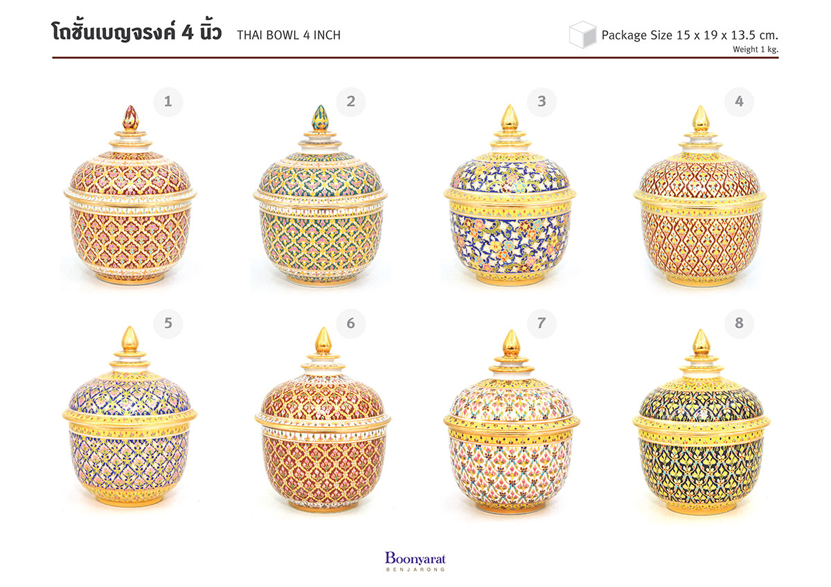 โถเบญจรงค์ 4 นิ้ว