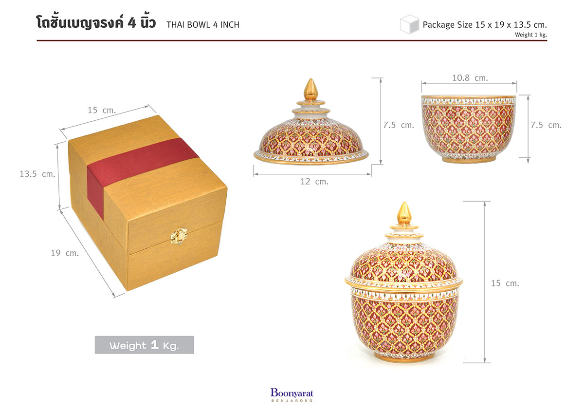 โถเบญจรงค์ 4 นิ้ว