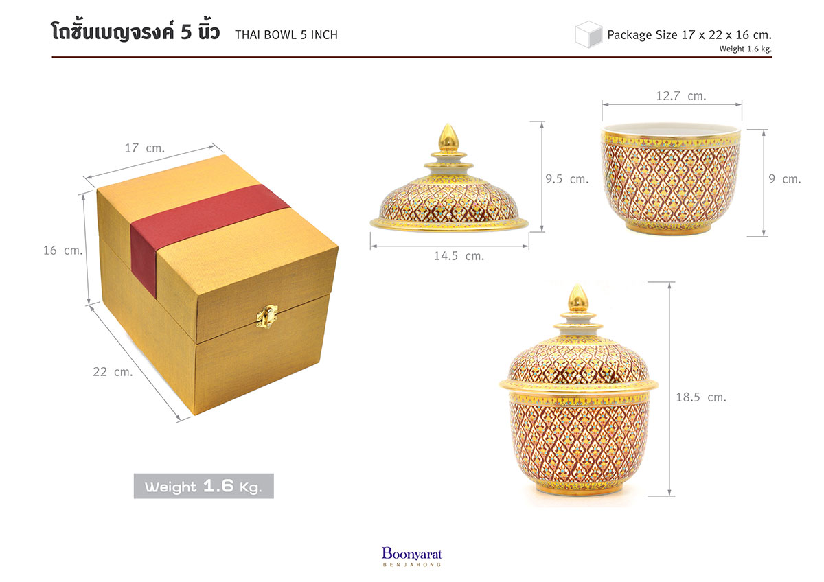 โถเบญจรงค์ 5 นิ้ว