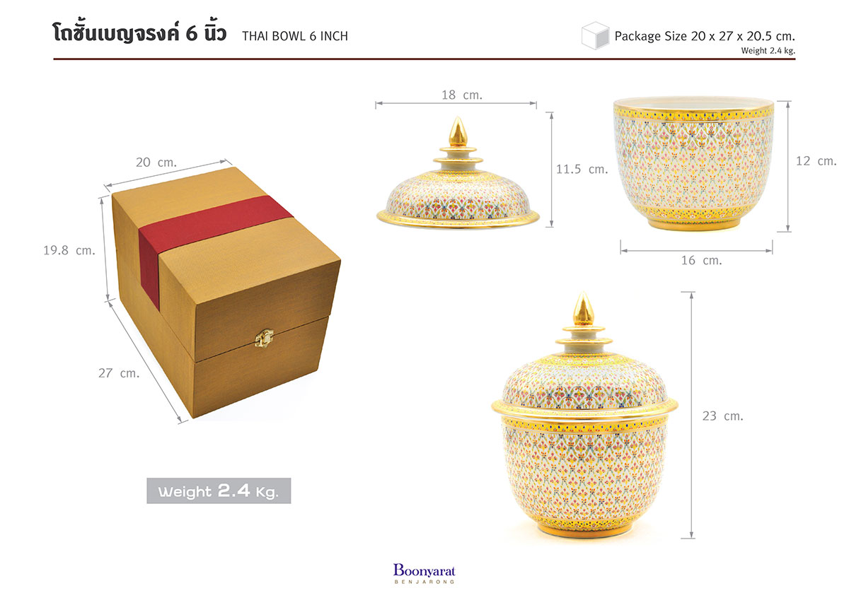 โถเบญจรงค์ 6 นิ้ว