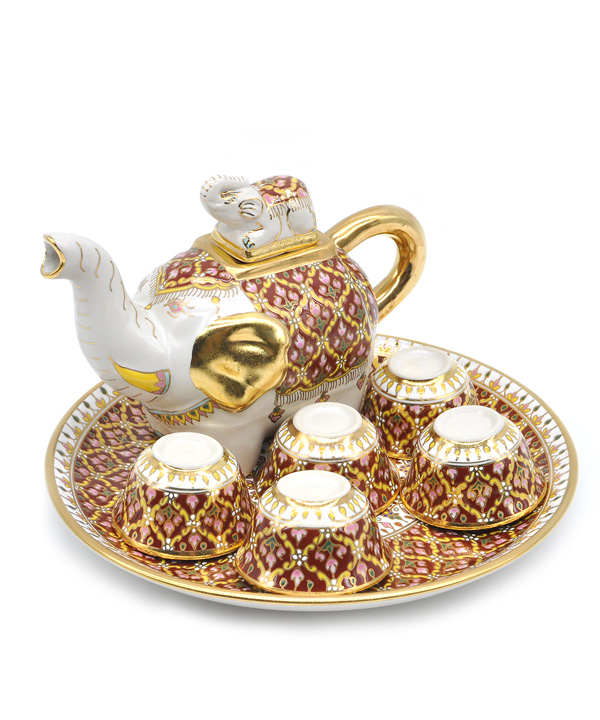 Elephant tea set in Phum-Khod pattern