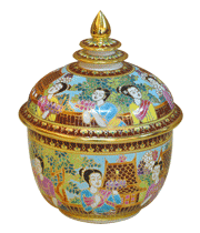โถเบญจรงค์ 4 นิ้ว ลายประเพณี โถเบญจรงค์ 4 นิ้ว ลายประเพณี