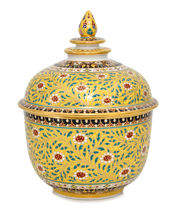 Benjarong bowl Jakree pattern yellow color
