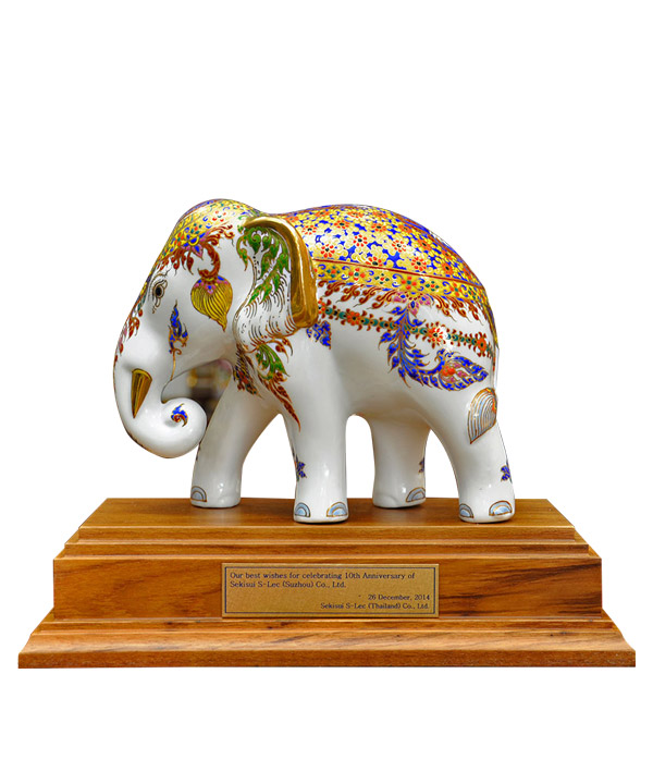 Elephant Benjarong With Teak Base