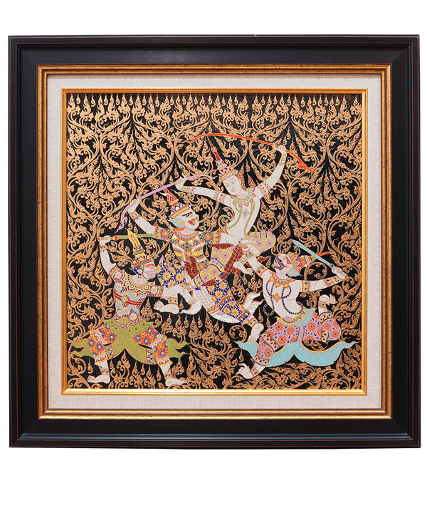 Benjarong hand painted Ramayana story No.2