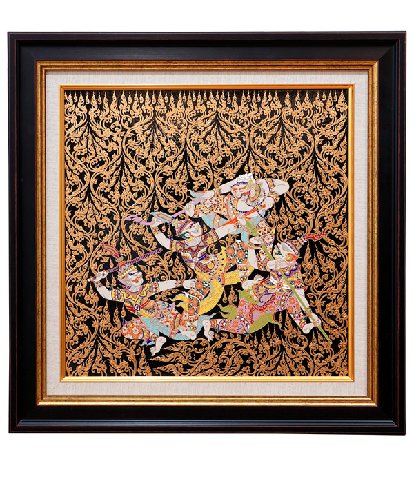 Benjarong hand painted Ramayana story No.1