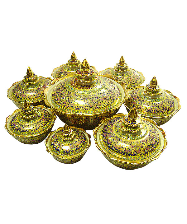 ชุดชามหวาน 8 ใบ ลายบัวสวรรค์ (ขันโตก)