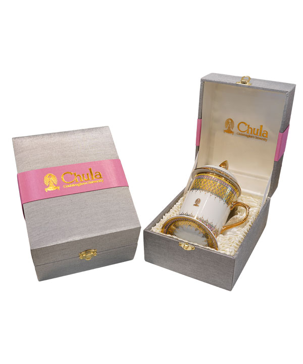 แก้วมัค ลายหยดเทียนครึ่งแก้ว จุฬาลงอกรณ์