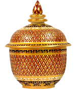 Original Thai Benjarong Jar shape Yod-Thien pattern matte skin.