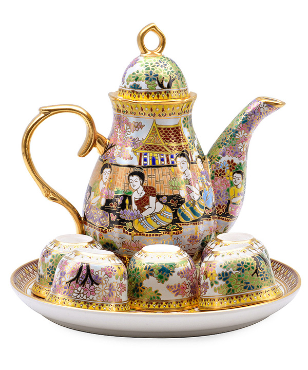 Cherry tea set, medium size in water festival