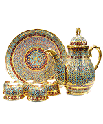 Cherry tea set medium size Khod-Pikun pattern Shiny skin