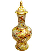 Sukhothai long neck jar Kin-Na-Ree pattern matte skin