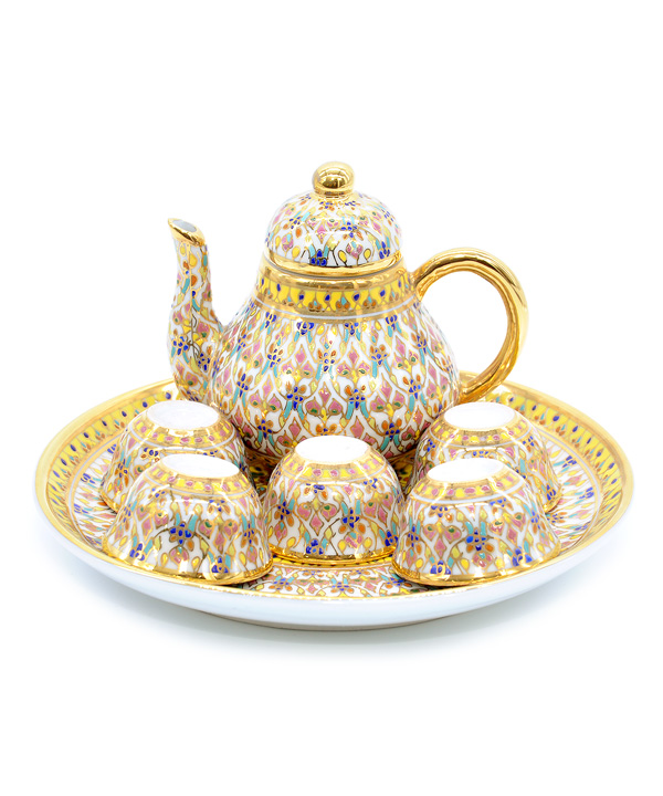 Chomphu benjarong teaset small size Phum-Ta pattern