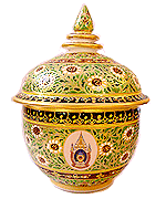 โถเบญจรงค์ 3 นิ้ว ลายจักรี เคลือบด้าน