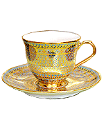 Benjarong coffee cup Yod-Tien pattern shiny skin. (circle shape)